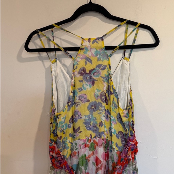 Anthropologie Multicolor Floral Halter Maxi Dress with Waist Sash - Picture 9 of 13